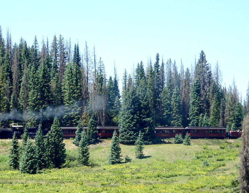 GDMBR: The Cumbres-Toltec Scenic Railroad Train at Cumbres Pass, Colorado.